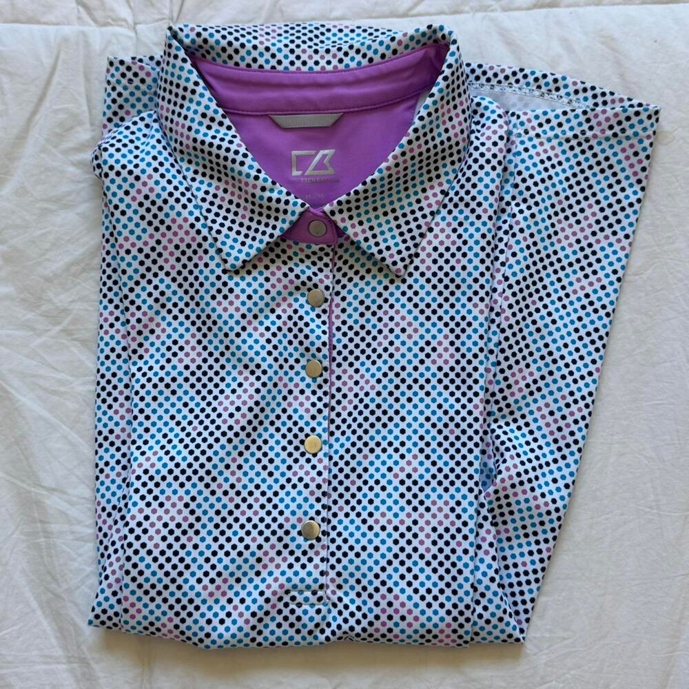 cutter & buck Geometric printed drytec polo top sz m‎ upf 50 athleisure golf